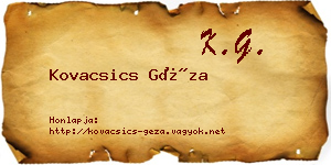 Kovacsics Géza névjegykártya