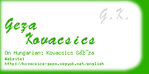 geza kovacsics business card